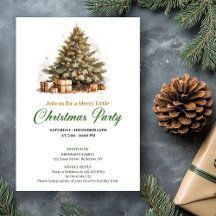 Warm Earthy Colors Christmas Tree Holiday Invite