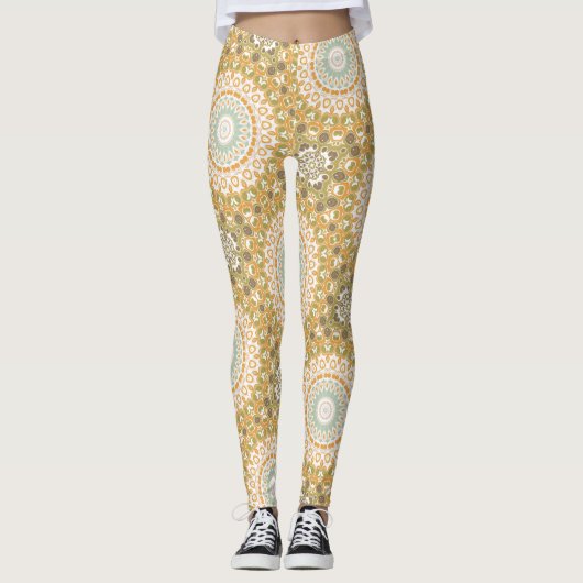 Warm Earthy Mandala Abstract Design Leggings (Voorkant)