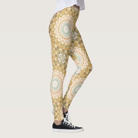 Warm Earthy Mandala Abstract Design Leggings (Rechts)