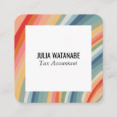 Warm Earthy Rainbow Minimalist Stripes Handmade Vierkante Visitekaartje (Voorkant)