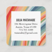 Warm Earthy Rainbow Minimalist Stripes Handmade Vierkante Visitekaartje (Achterkant)