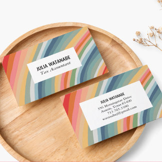 Warm Earthy Rainbow Minimalist Stripes Handmade Visitekaartje
