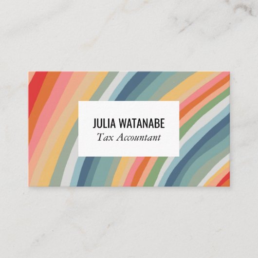 Warm Earthy Rainbow Minimalist Stripes Handmade Visitekaartje (Voorkant)