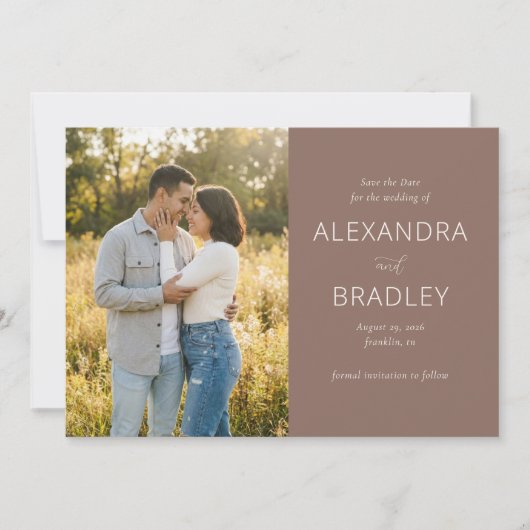 Warm Earthy Rustic Photo Save The Date (Voorkant)