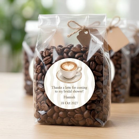 Warm Editioneel Dank Je Een Latte Favor Sticker