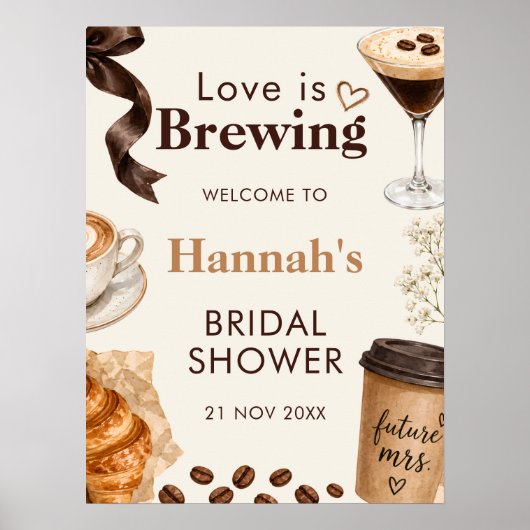 Warm Editoriale Liefde Brouwt Cafe Poster Bord (Voorkant)