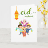 Warm Eid-vieringsontwerp Kaart (Gele Bloem)