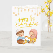 Warm Eid-vieringsontwerp Kaart (Gele Bloem)