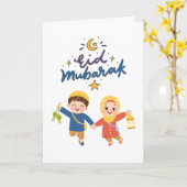 Warm Eid-vieringsontwerp Kaart (Gele Bloem)
