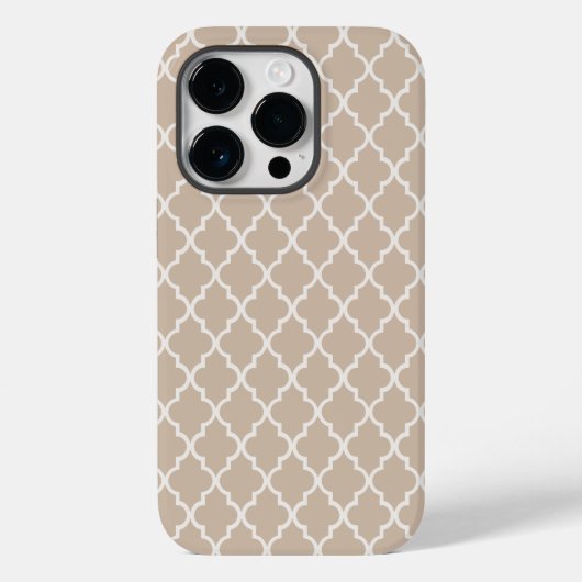 Warm Elegant Brownish-White Moroccan Quatrefoil Case-Mate iPhone Case (Achterkant)
