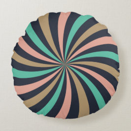 Warm en aarderoze Aqua Brown Lollipop Swirl Rond Kussen