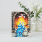 Warm en Cozy Custom Message Holiday Briefkaart (Staand voorkant)