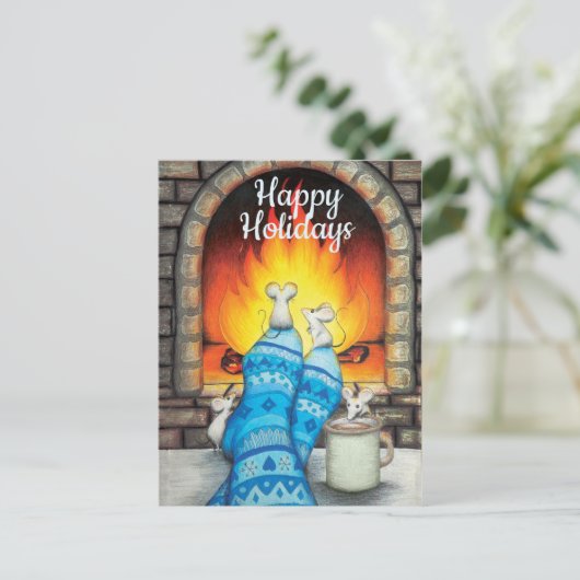 Warm en Cozy Custom Message Holiday Briefkaart (Staand voorkant)