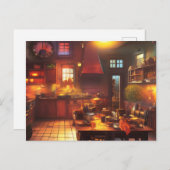Warm en Cozy Farmhouse Kitchen Digital Art Briefkaart (Voorkant / Achterkant)