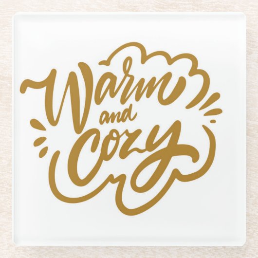 Warm en Cozy Glazen Onderzetter (Voorkant)