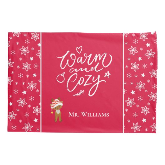 Warm en Cozy Mr. en Mrs Matching met kerstrood Kussensloop (Achterkant-Links)