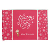 Warm en Cozy Mr. en Mrs Matching met kerstrood Kussensloop (Voorkant-Rechts)