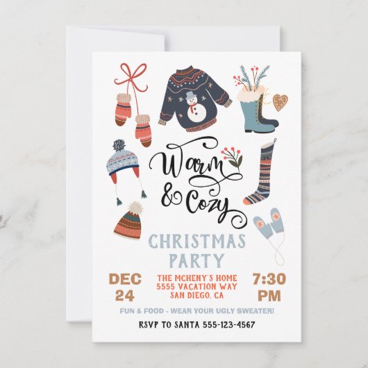 Warm en Cozy Winter Party Kaart (Voorkant)