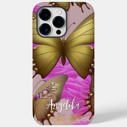 Warm en Fuzzy Roze | Gouden Vlinder Persoonlijk Case-Mate iPhone Case (Achterkant)