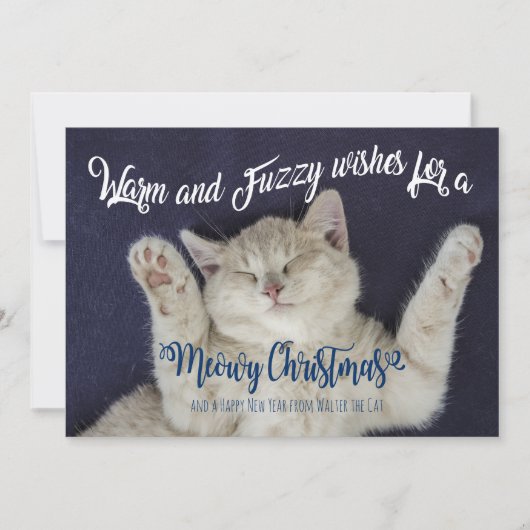 Warm en Fuzzy Slapend Meowy kerstkat Feestdagenkaart (Voorkant)