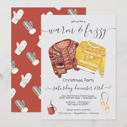 Warm en Fuzzy Sweater Holiday Kerstfeest Kaart (Voorkant / Achterkant)