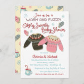 Warm en Fuzzy Ugly Sweater Baby shower Invitation Kaart (Voorkant / Achterkant)
