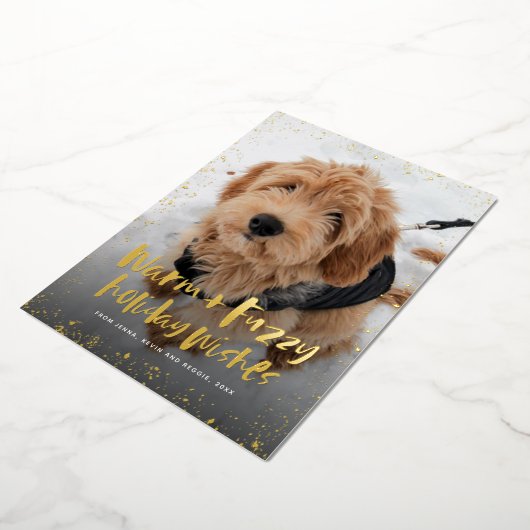 Warm en fuzzy wensen schattige kerstmis folie feestdagenkaart (Gedraaid)