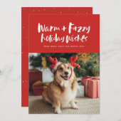 Warm en fuzzy wil een grappige rode hond feestdagenkaart (Voorkant / Achterkant)