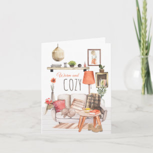 Warm en Gezellig Hygge Homely Lounge Scene Wit Kaart