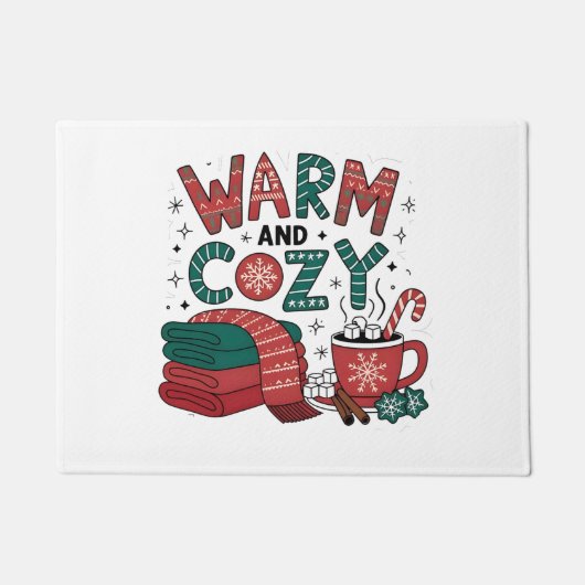 Warm En Gezellig Kerstmis Heet Cacao Xmas Deurmat (Voorkant)
