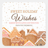 Warm en gezellig peperkoek huis gebakken met liefd vierkante sticker (Voorkant)