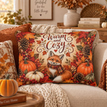 Warm en gezellig vos pompoenen herfst illustratie