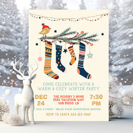 Warm en gezellige winterfeest Kerstsokken Kaart