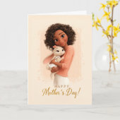 Warm en knus Moederdag-konijnkaart Kaart (Gele Bloem)