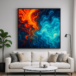 Warm en Koud - Levendige Kleuren Abstracte Kunst Poster