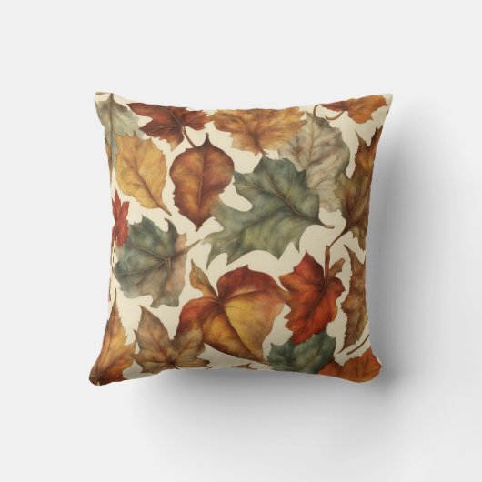 Warm en levendig herfstblad patroon kussen (Achterkant)