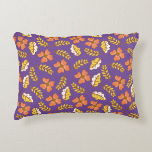 Warm Falling Autumn Leaves met Flowers Accent Kussen