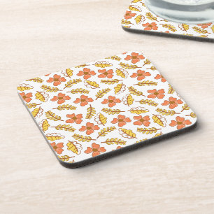 Warm Falling Autumn Leaves met Flowers Bier Onderzetter