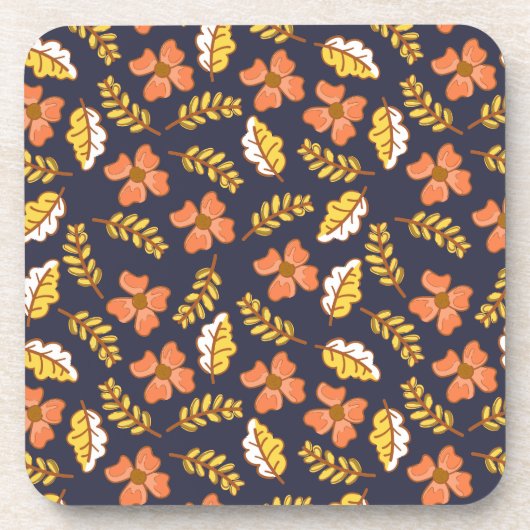 Warm Falling Autumn Leaves met Flowers Bier Onderzetter (Voorkant)