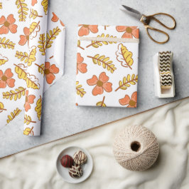 Warm Falling Autumn Leaves met Flowers Cadeaupapier