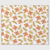 Warm Falling Autumn Leaves met Flowers Cadeaupapier (Vlak)