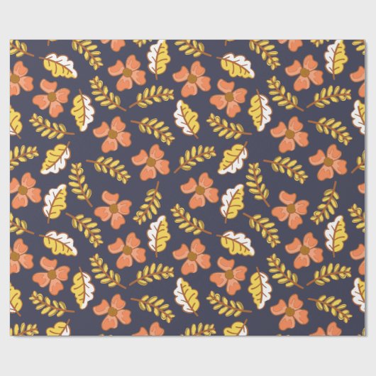 Warm Falling Autumn Leaves met Flowers Cadeaupapier (Vlak)
