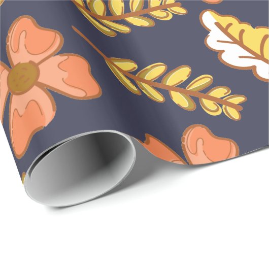Warm Falling Autumn Leaves met Flowers Cadeaupapier (Rol Hoek)