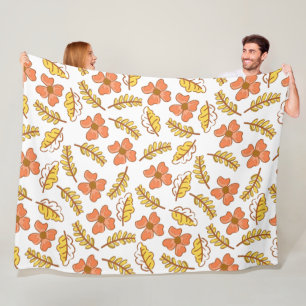 Warm Falling Autumn Leaves met Flowers Fleece Deken