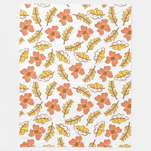 Warm Falling Autumn Leaves met Flowers Fleece Deken (Voorkant)