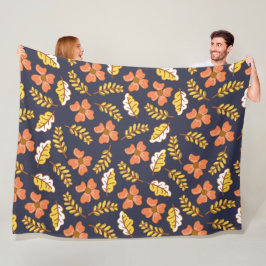 Warm Falling Autumn Leaves met Flowers Fleece Deken