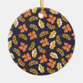 Warm Falling Autumn Leaves met Flowers Keramisch Ornament (Voorkant)
