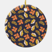 Warm Falling Autumn Leaves met Flowers Keramisch Ornament (Achterkant)