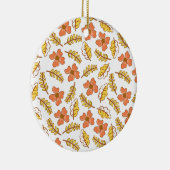 Warm Falling Autumn Leaves met Flowers Keramisch Ornament (Rechts)