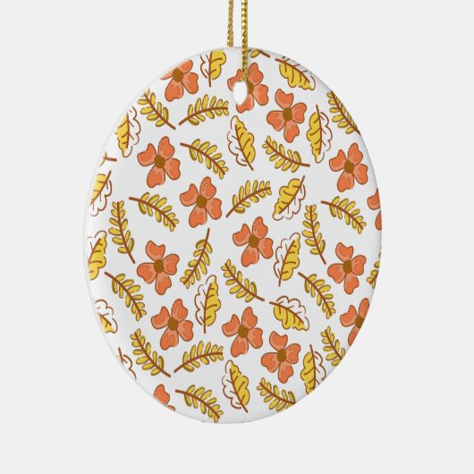 Warm Falling Autumn Leaves met Flowers Keramisch Ornament (Rechts)